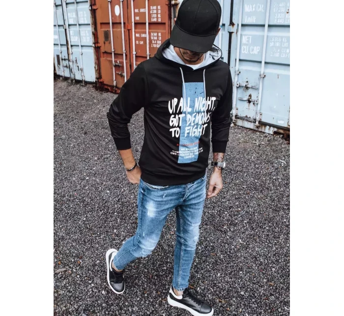 Pánská mikina s potiskem černá model 21966181 - Dstreet