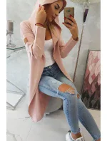 Dlouhý kabát s kapucí tmavě pudrově růžový