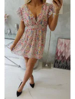 Květinové šaty s volánky pudrově růžové Květinové šaty s volánky pudrově růžové