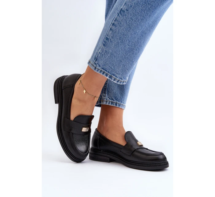 Zazoo 20165 Dámské kožené mokasíny černé