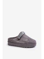 Dámské Teplé Pantofle S Kožešinou Na Platformě Šedé Azida Dámské Teplé Pantofle S Kožešinou Na Platformě Šedé Azida