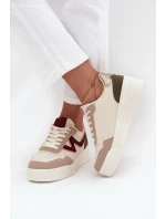 Dámské tenisky na platformě se zlatými vložkami Béžové Zalvra Dámské tenisky na platformě se zlatými vložkami Béžové Zalvra