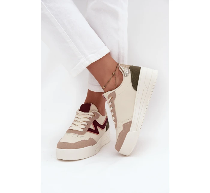 Dámské tenisky na platformě se zlatými vložkami Béžové Zalvra Dámské tenisky na platformě se zlatými vložkami Béžové Zalvra