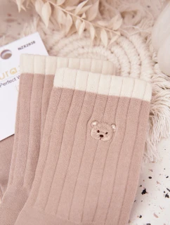 Dámské bavlněné ponožky s malým medvídkem béžové