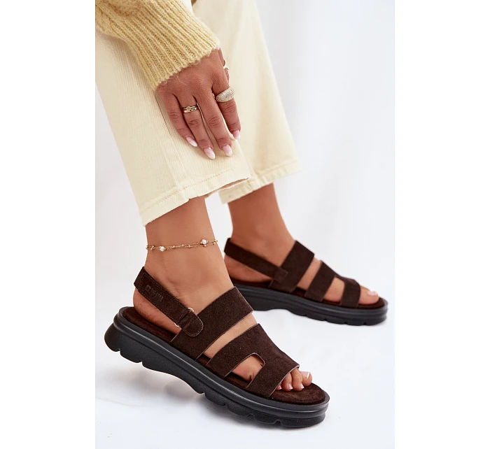 Dámské sandály z semiše Big Star model 22064147 Čokoládové - Big Star Shoes