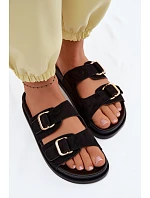 Dámské pantofle se zlatými sponami Černé Pelorin