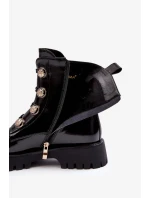Dámské zateplené kozačky s ozdobnými knoflíky D&A Černá