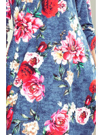 Dámské oversize šaty Numoco SOPHIE - džínové s květinami