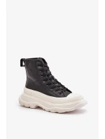 Kožené Zateplené Tenisky Na Masivní Platformě Big Star Černé Kožené Zateplené Tenisky Na Masivní Platformě Big Star Černé