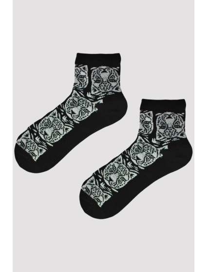 Černé dámské ponožky s lurexem - Tygr SB025