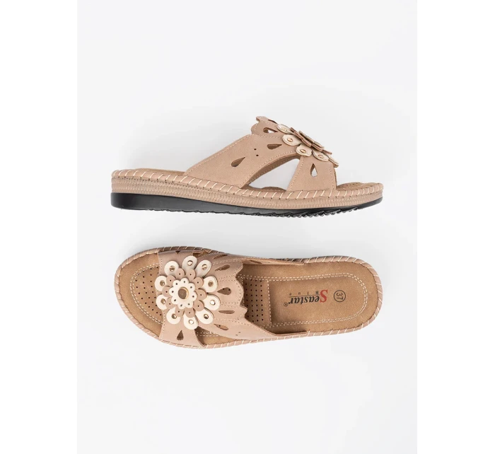 Stylové růžové dámské  nazouváky na plochém podpatku