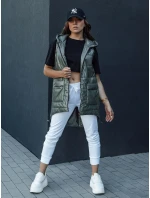 Dámská prošívaná dlouhá vesta s kapucí JESS zelená FashionStreet TY4442