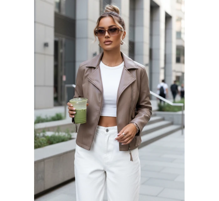 damska skórzana taupe model 22025159 - FashionStreet