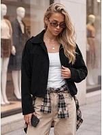 Dámská krátká černá kordurová bunda FashionStreet TY6021 Dámská krátká černá kordurová bunda FashionStreet TY6021