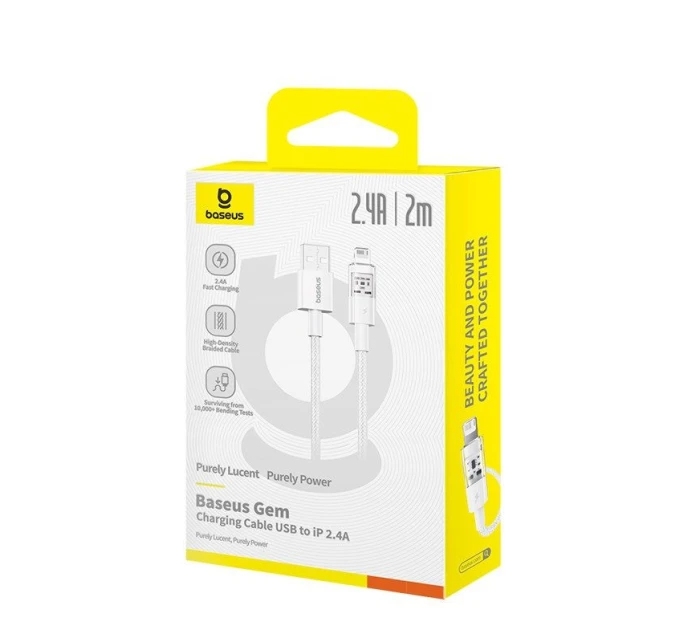 Baseus Gem 2,4A 2m kabel (bílý)