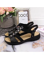 Černé kožené sandály W model 22050404 Rieker - Inny Černé kožené sandály W model 22050404 Rieker - Inny