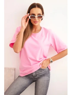 Dámská bavlněná blůza klasického střihu světle růžová