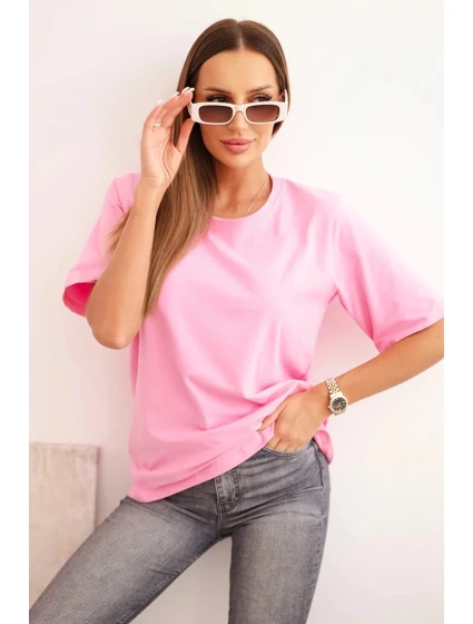 Dámská bavlněná blůza klasického střihu světle růžová