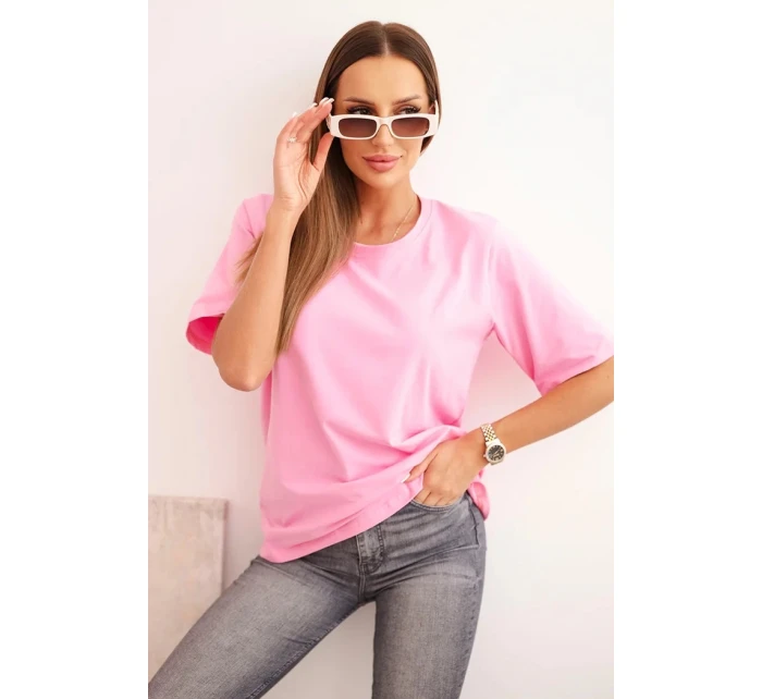 Dámská bavlněná blůza klasického střihu světle růžová