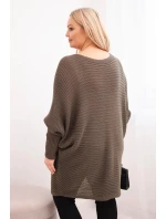 Dámský svetr Plus Size s mohair pončo mocca