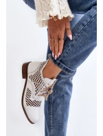 Kožené vyšívané boty Zazoo 2704 Bílé