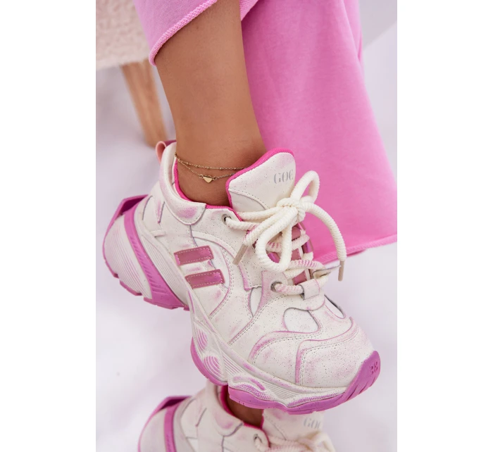 Dámské Kožené Tenisky model 21692727 Růžové - Goe