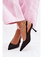 Dámské sandály na jehlovém podpatku z imitace semiše Černé Saria