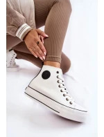 Dámské vysoké zateplené tenisky Big Star KK274170 Bíle Dámské vysoké zateplené tenisky Big Star KK274170 Bíle