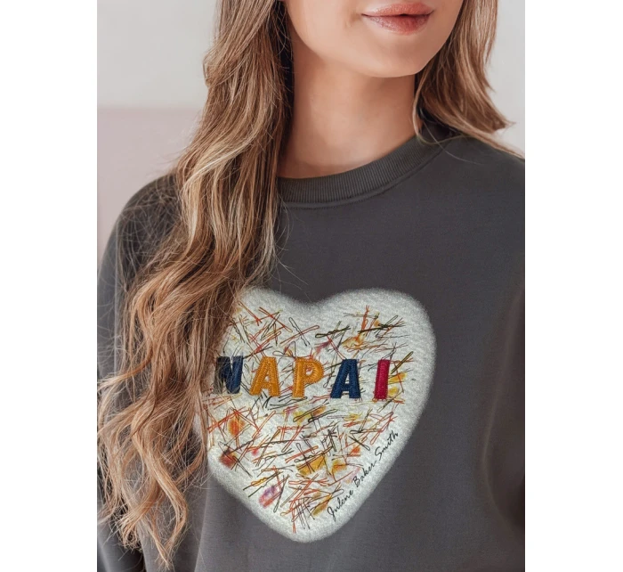 Dámská oversize mikina se srdcem SERDUCHOVA graphite FashionStreet BY1441 Dámská oversize mikina se srdcem SERDUCHOVA graphite FashionStreet BY1441
