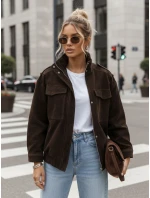 FashionStreet dámská semišová bunda bomber v čokoládové barvě TY5577