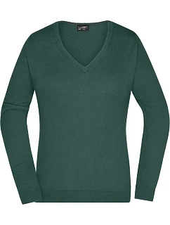 Daiber JN 658 Dámský svetr s výstřihem do V 02.0658 forest green