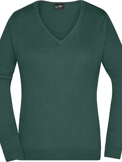Daiber JN 658 Dámský svetr s výstřihem do V 02.0658 forest green