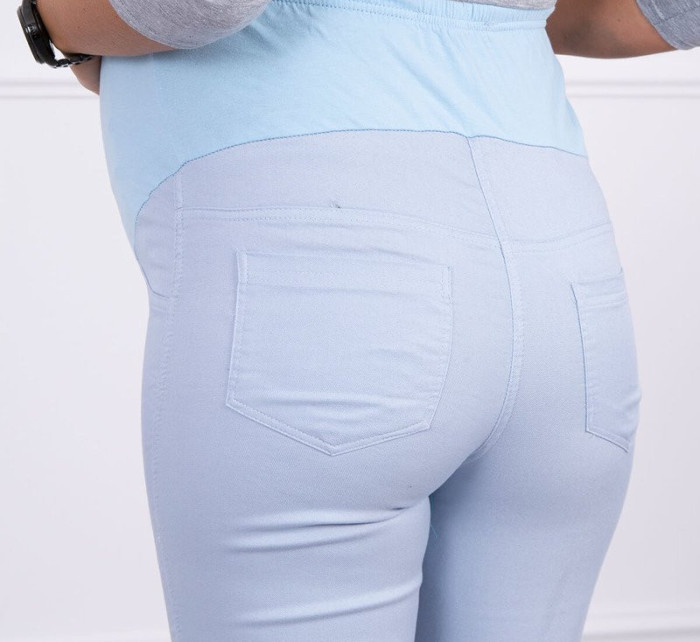 Těhotenské kalhoty, barevná džínovina studená modrá
