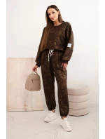 Dámský oversize komplet z viskózy s mikinou a efektem praní hnědý model 21421736 - K-Fashion Dámský oversize komplet z viskózy s mikinou a efektem praní hnědý model 21421736 - K-Fashion