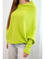 Dámský asymetrický viskózový svetr netopýr pistáciový