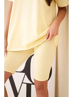 Dámský bavlněný komplet s krátkým rukávem a šortkami žlutý