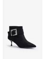 Dámské botky na jehlovém podpatku s ozdobnou sponou černé model 21671085 - Boto