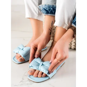 Komfortní modré  nazouváky dámské bez podpatku