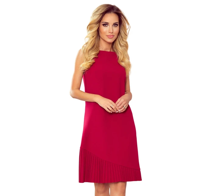 Červené dámské trapézové šaty s asymetrickým model 8489478 - numoco Červené dámské trapézové šaty s asymetrickým model 8489478 - numoco