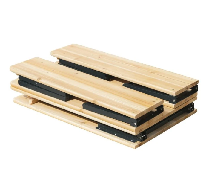 PIKNIKOVÝ BAROVÝ SET DŘEVĚNÝ STŮL A 2 LAVICE SKLÁDACÍ