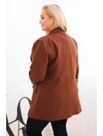 Dámská sako Plus Size s podšívkou v leopardím vzoru čokoládová Dámská sako Plus Size s podšívkou v leopardím vzoru čokoládová