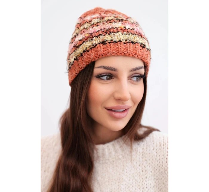 Dámská zimní vlněná čepice s ozdobnými krystalky K399 černá