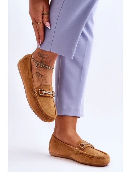 Klasické semišové mokasíny se zdobením Camel model 21620132 - Boto