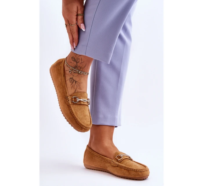 Klasické semišové mokasíny se zdobením Camel model 21620132 - Boto