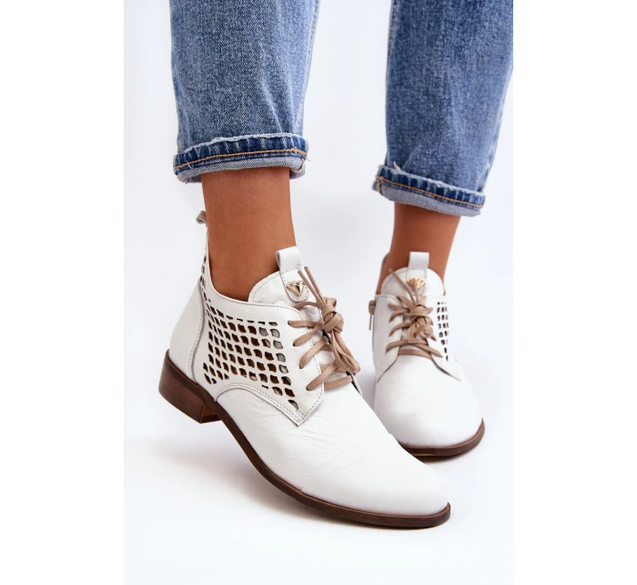 model 21646163 Nízké Kožené Dámské Bílé Botky - Zazoo