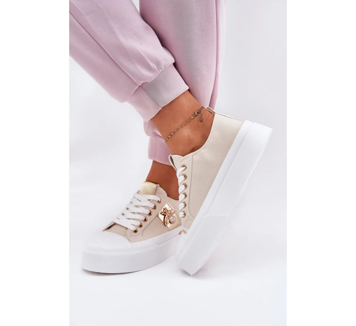 Dámské Tenisky Na Platformě S Dekorativním Detalem Béžové Annisae
