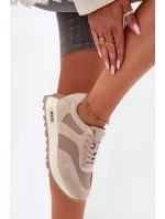 Semišové Sneakersy Na Platformě Dámské Big Star RR274897 HI-POLY SYSTEM Béžové Semišové Sneakersy Na Platformě Dámské Big Star RR274897 HI-POLY SYSTEM Béžové