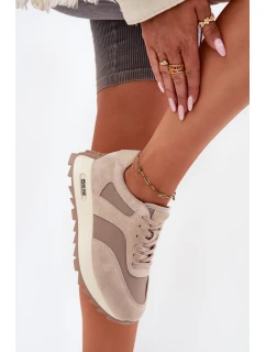 Semišové Sneakersy Na Platformě Dámské Big Star RR274897 HI-POLY SYSTEM Béžové