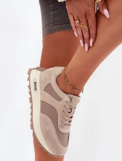 Semišové Sneakersy Na Platformě Dámské Big Star model 21694404 HIPOLY SYSTEM Béžové - Big Star Shoes