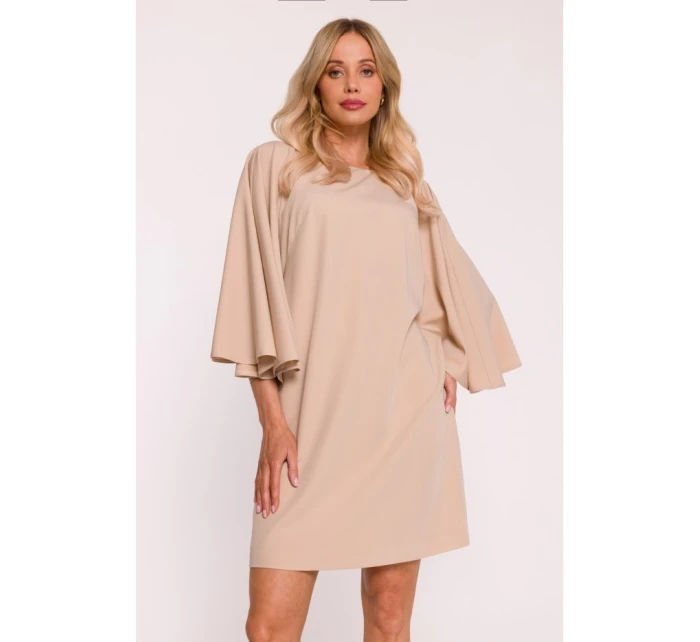 S426 Mini šaty s netopýřími rukávy - béžové S426 Mini šaty s netopýřími rukávy - béžové
